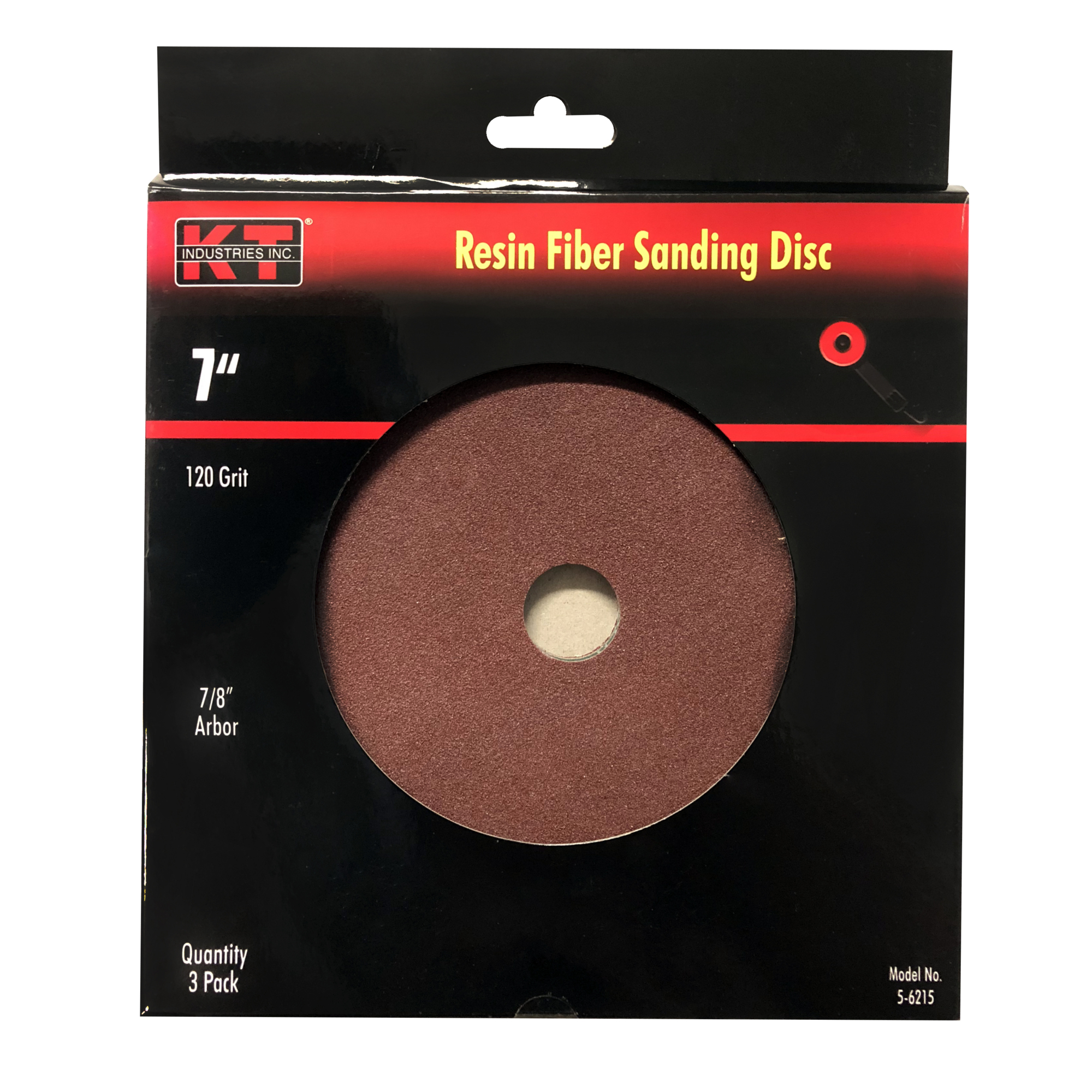 K-T Industries Sanding Discs — 7in., 120 Grit, Aluminum Oxide, 3 Pk., Model# 5-6215